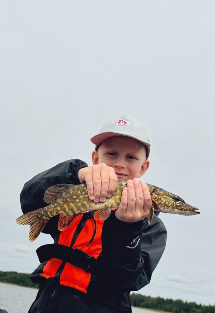 Hugos caught his first fish