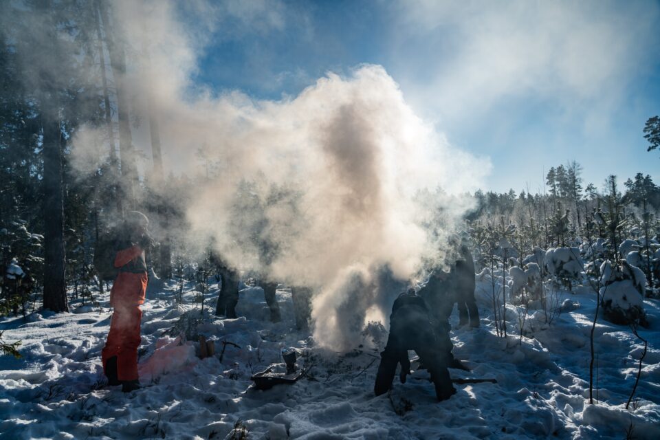 Put the fire out with snow