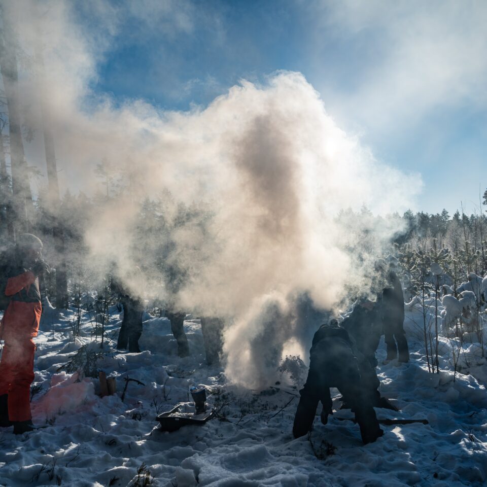 Put the fire out with snow