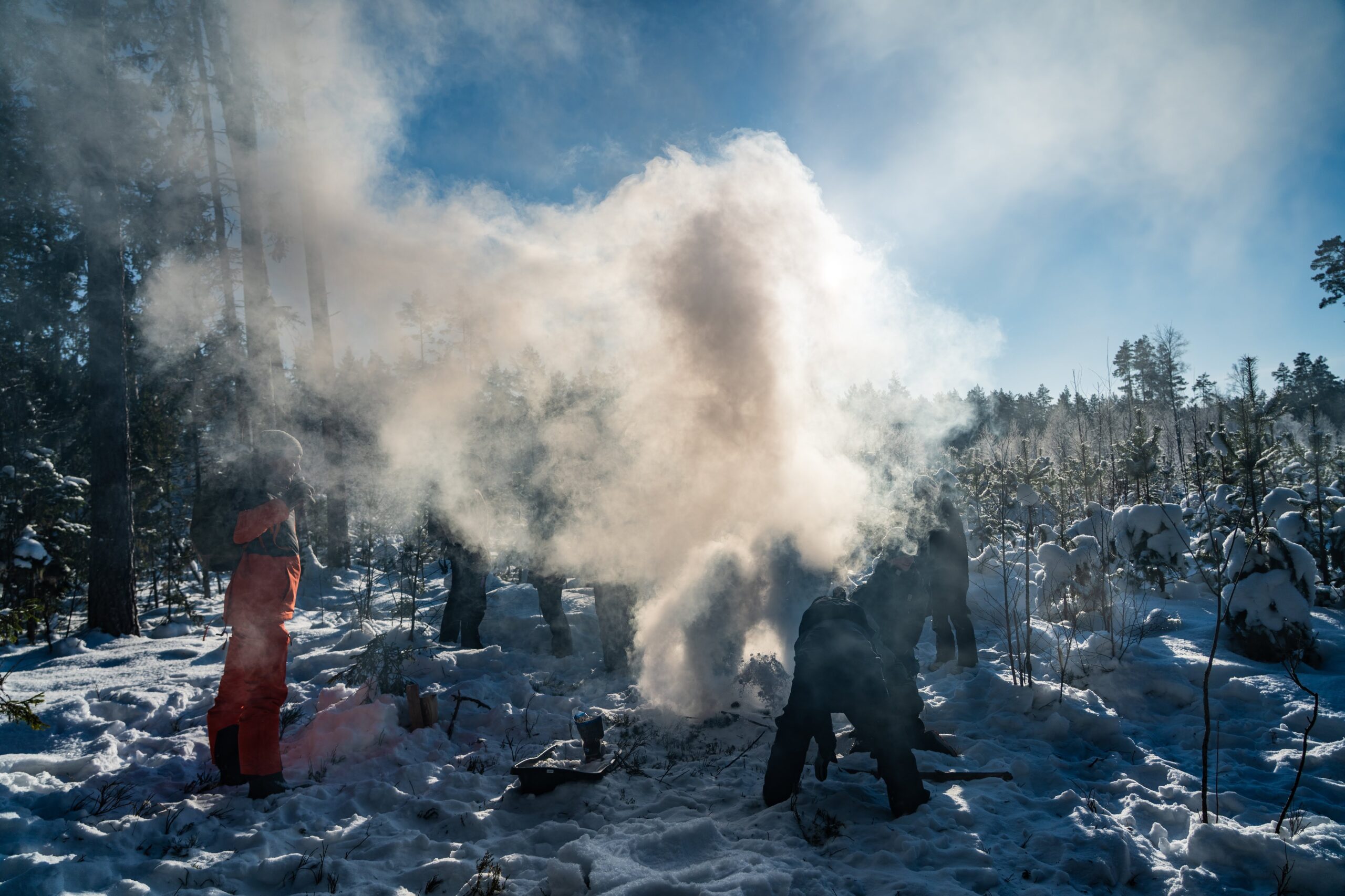 Put the fire out with snow